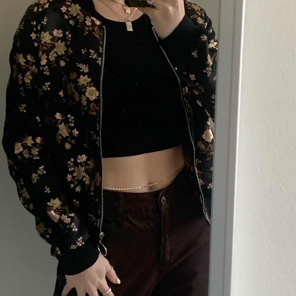 EMORY PARK SATIN BOMBER JACKET BLACK & GOLD